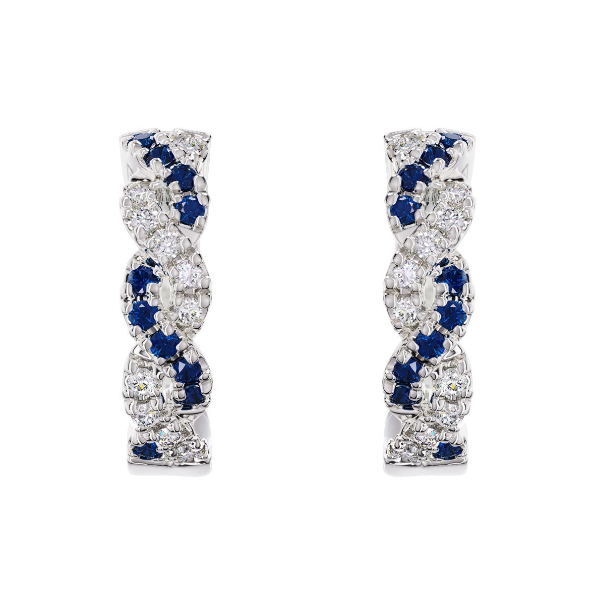 Costco sapphire diamond hoop earrings 14ct white gold, imported from the UK