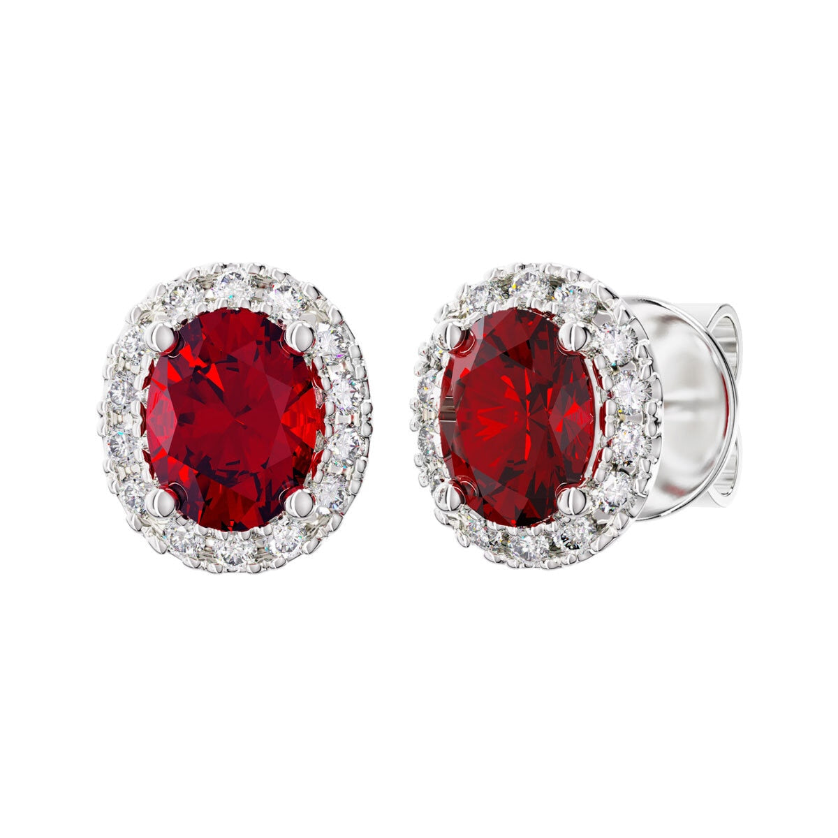 Costco ruby diamond earrings oval cut 14ct white gold, imported from the UK