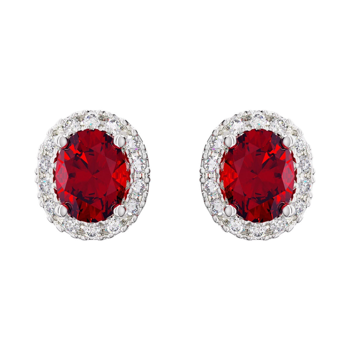 Costco ruby diamond earrings oval cut 14ct white gold, imported from the UK