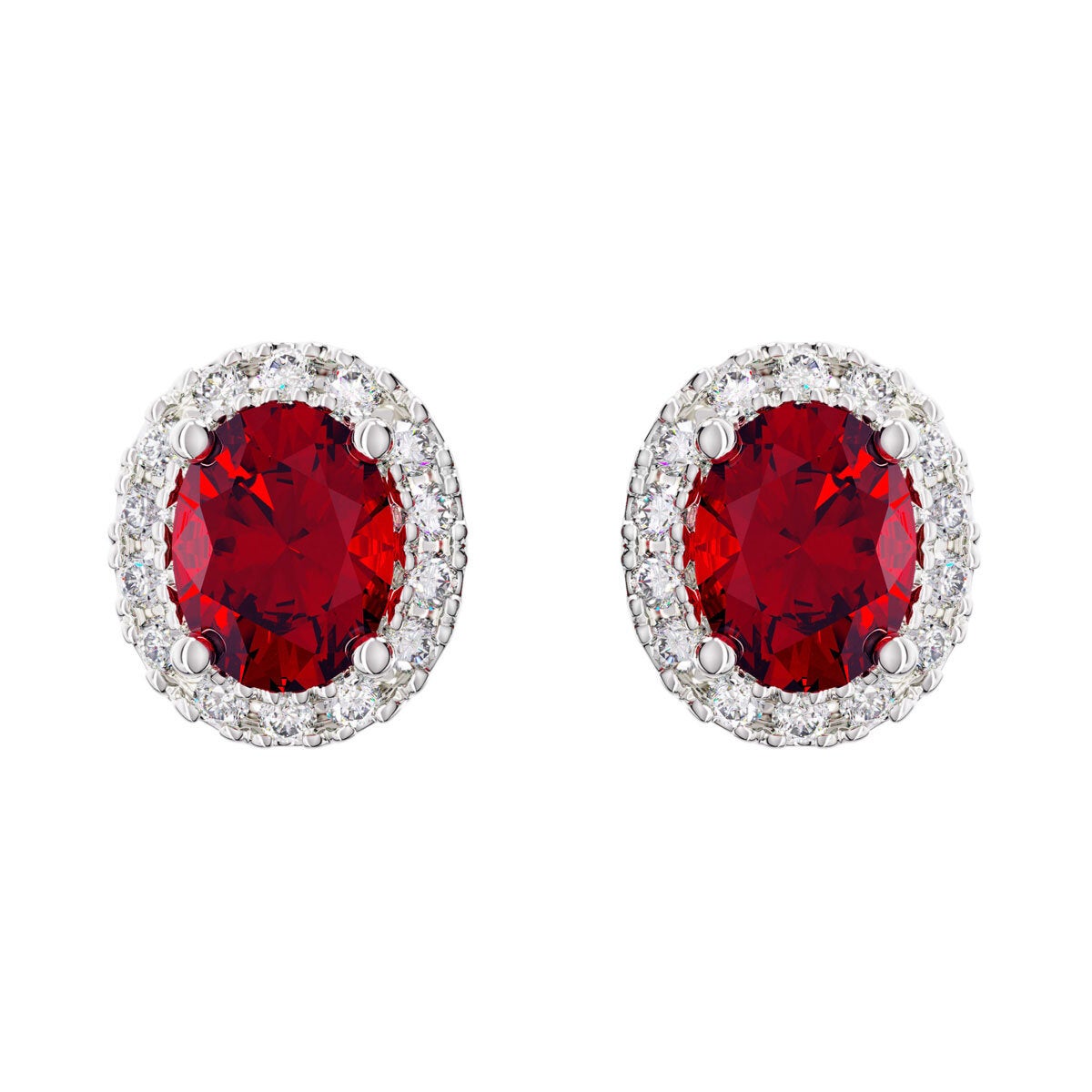 Costco ruby diamond earrings oval cut 14ct white gold, imported from the UK