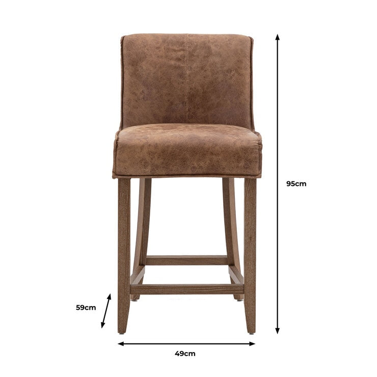 Gallery brown leather bar stools 2 pack, imported from the UK