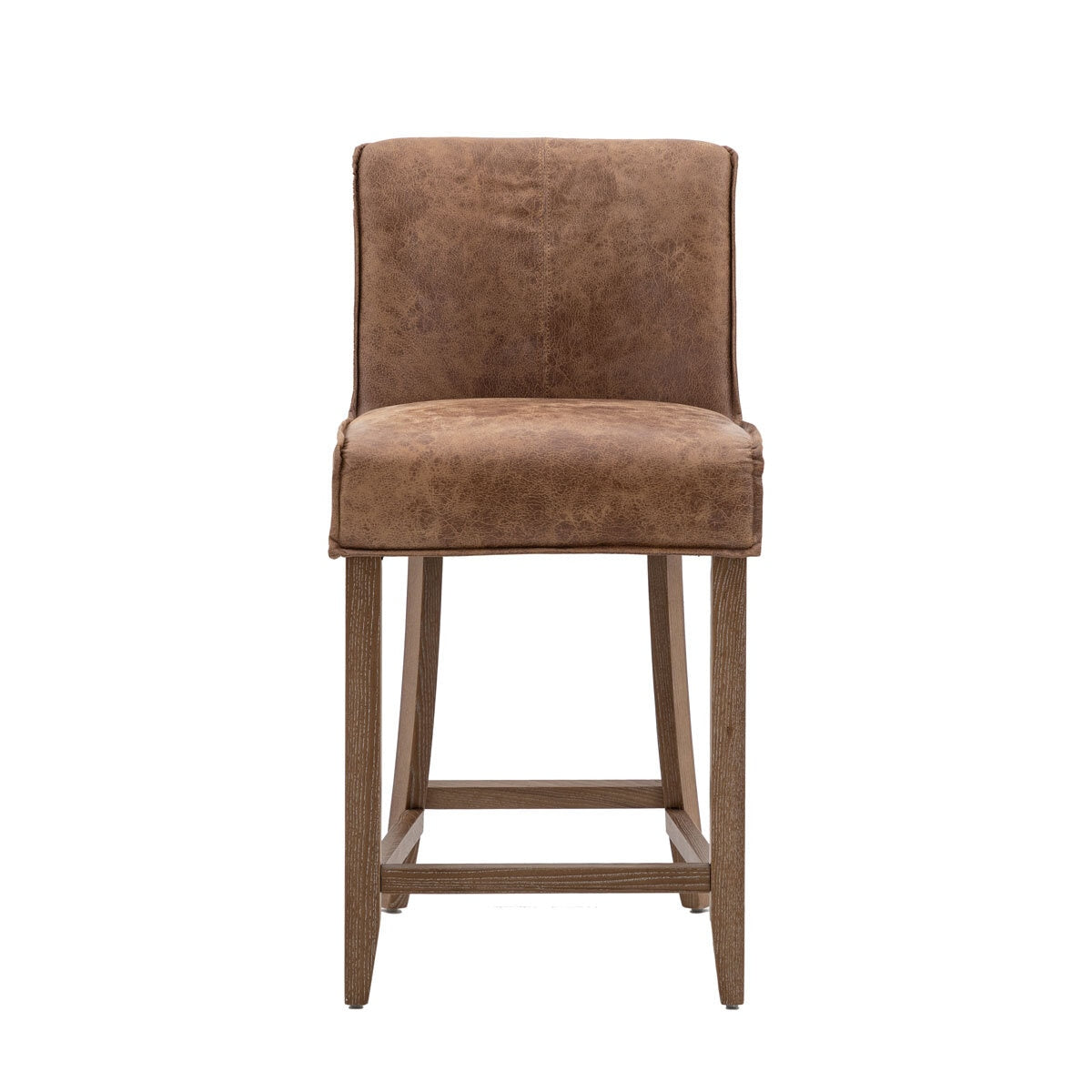 Gallery brown leather bar stools 2 pack, imported from the UK