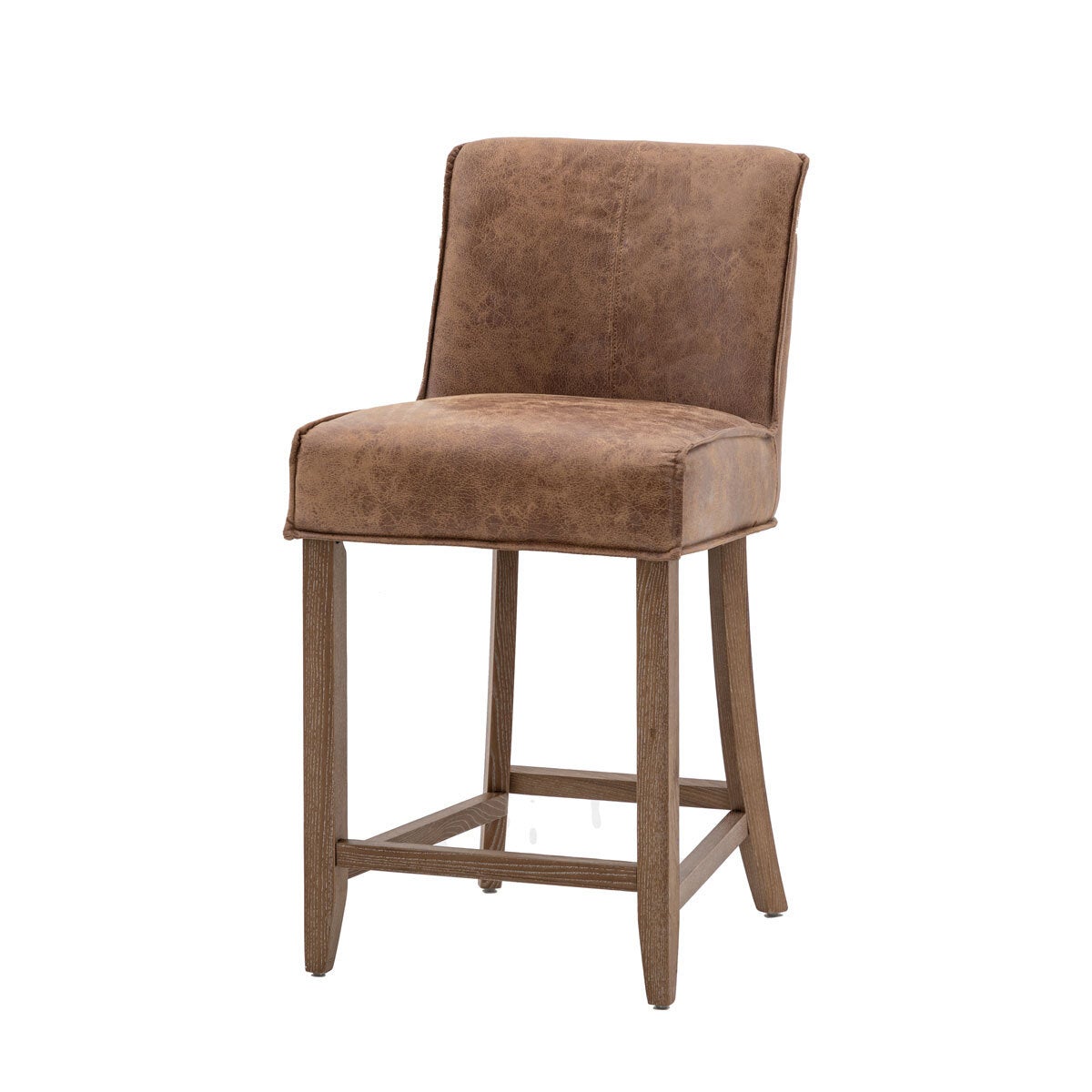 Gallery brown leather bar stools 2 pack, imported from the UK