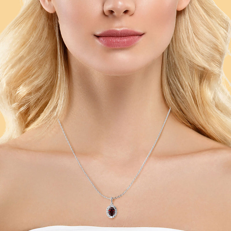 Costco oval cut ruby diamond halo pendant 14ct white gold (British brand)