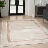 Nourison Glitz Cream Border rug available in three sizes, UK version