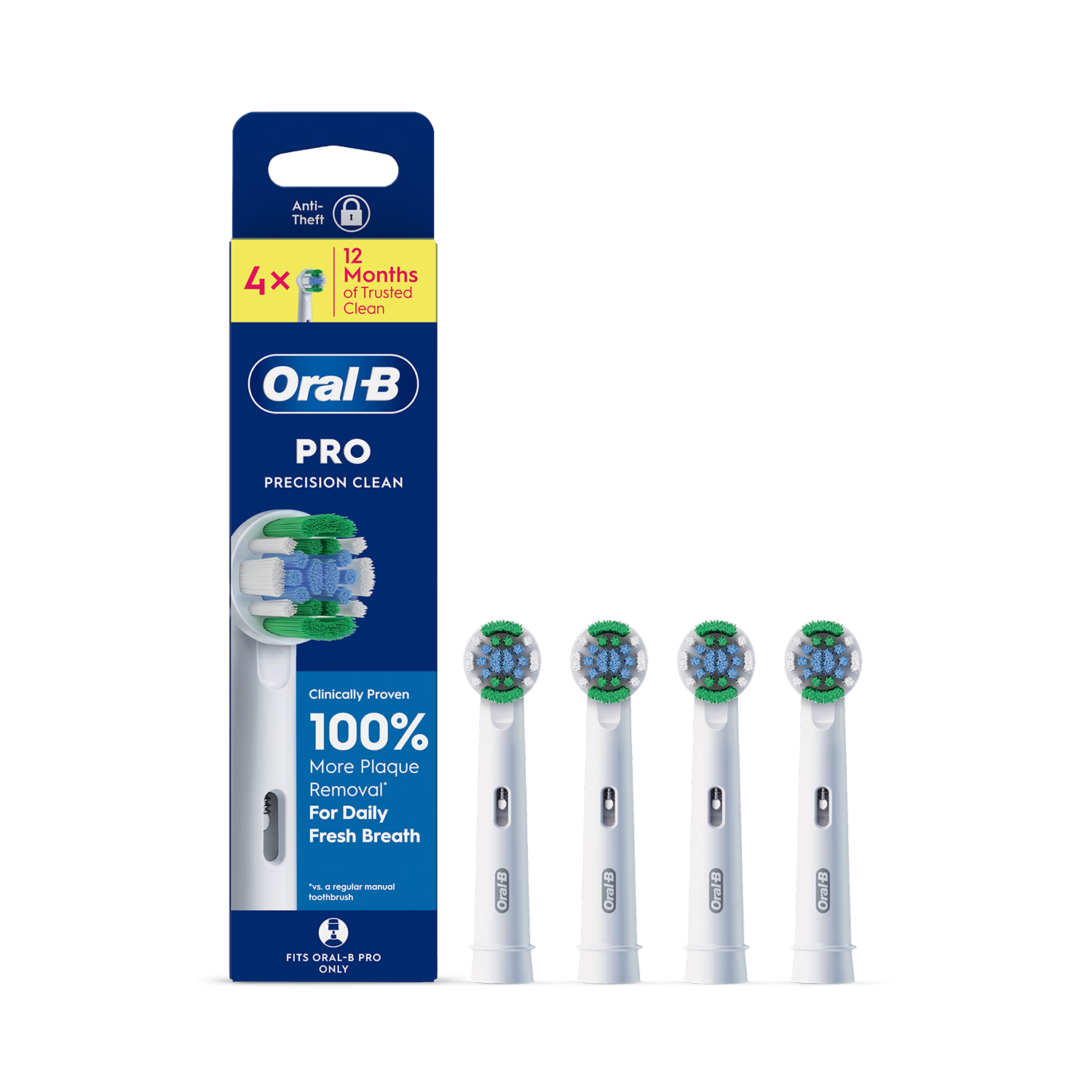 Oral-B Precision Clean toothbrush heads 4 count, imported from the UK