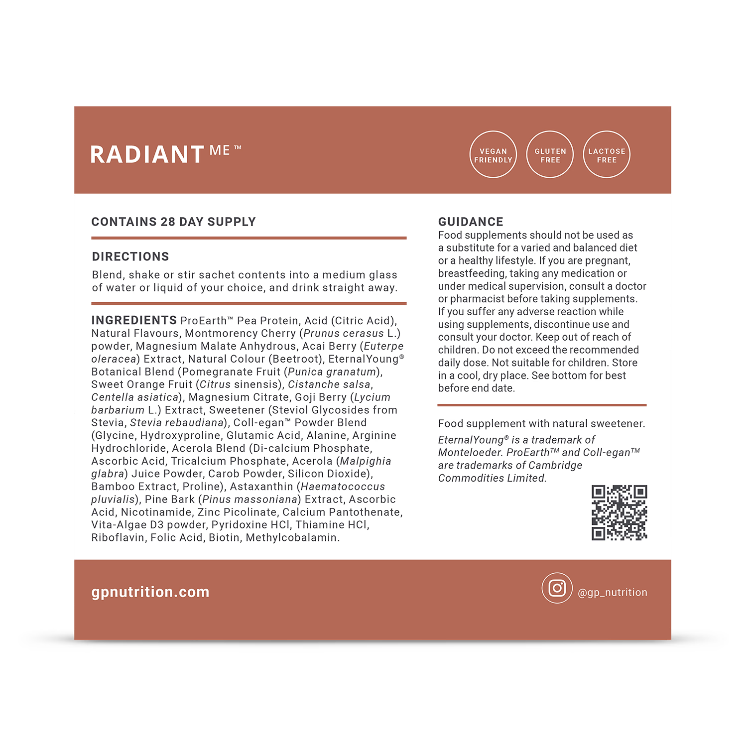 RadiantMe Vegan Collagen Skin Hydration & Beauty 28 Servings - British product