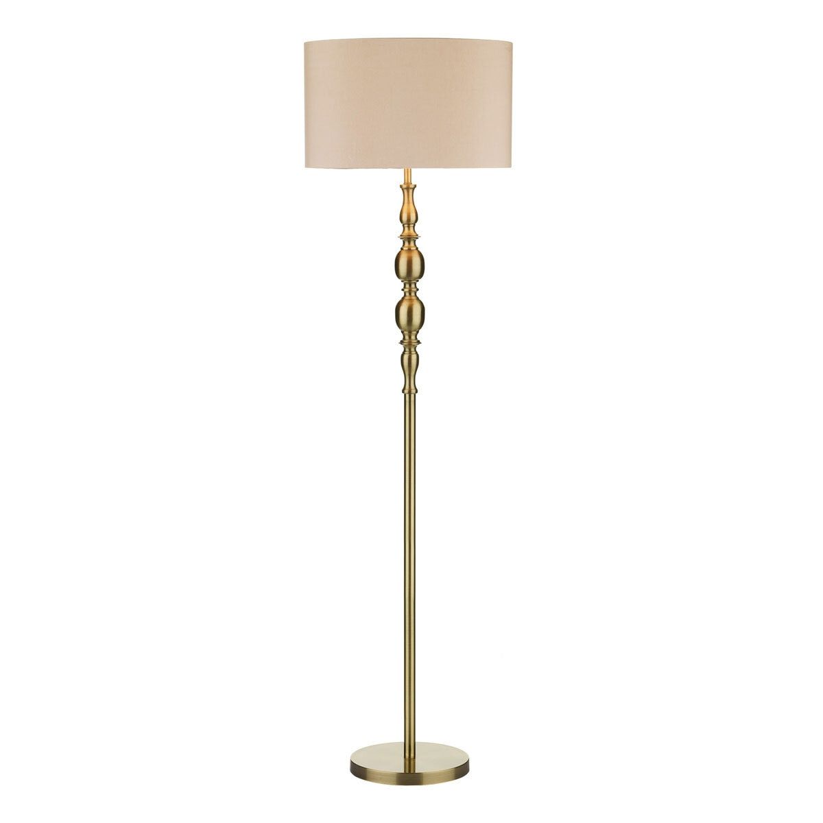 Madrid Antique Brass Floor Lamp with Faux Silk Shade GOODS Costco UK