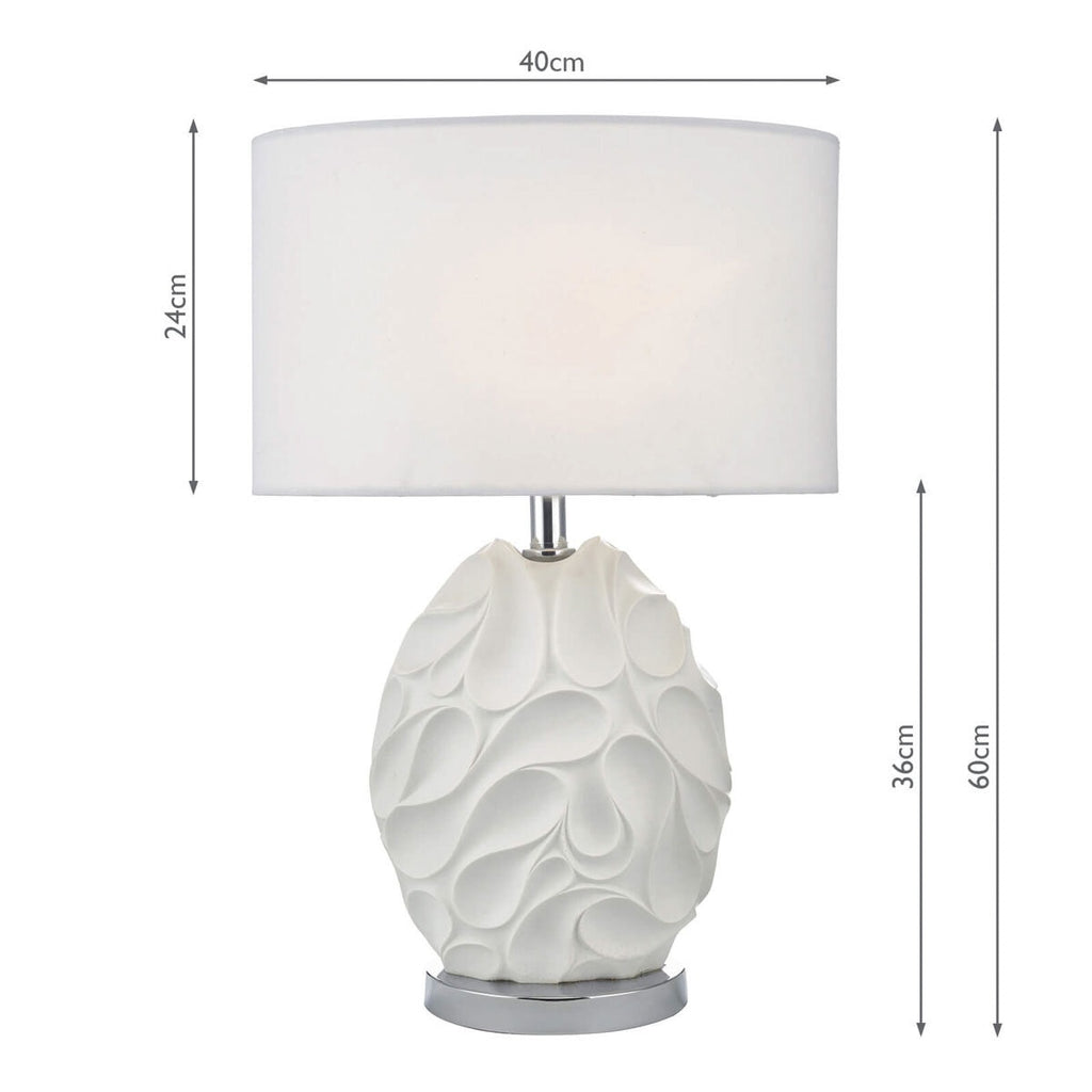 Zachary Textured Oval Table Lamp with White Linen Shade