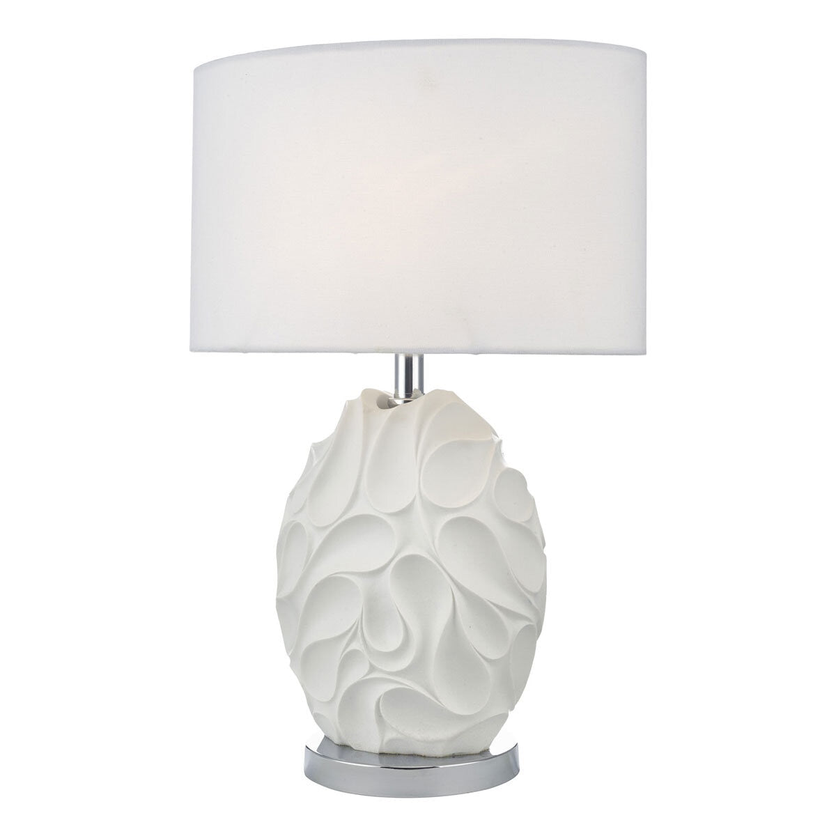 Zachary Textured Oval Table Lamp with White Linen Shade GOODS Costco UK