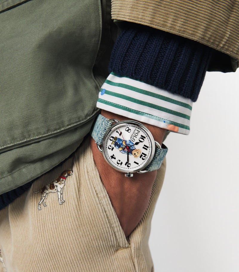 Polo Ralph Lauren denim Polo Bear watch 42mm, imported from the UK