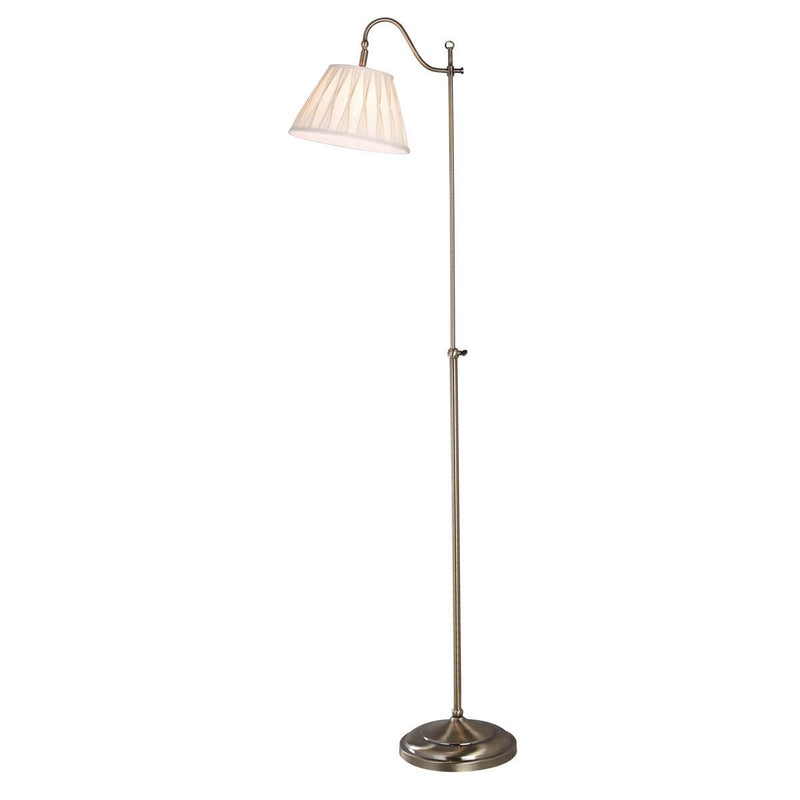 Suffolk rise and fall adjustable floor lamp with pleated shade (British brand)