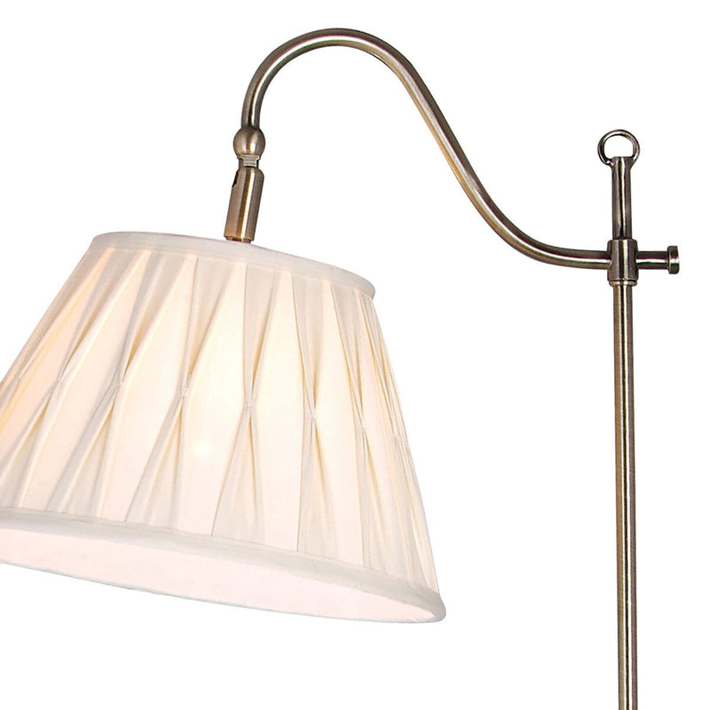 Suffolk rise and fall adjustable floor lamp with pleated shade (British brand)