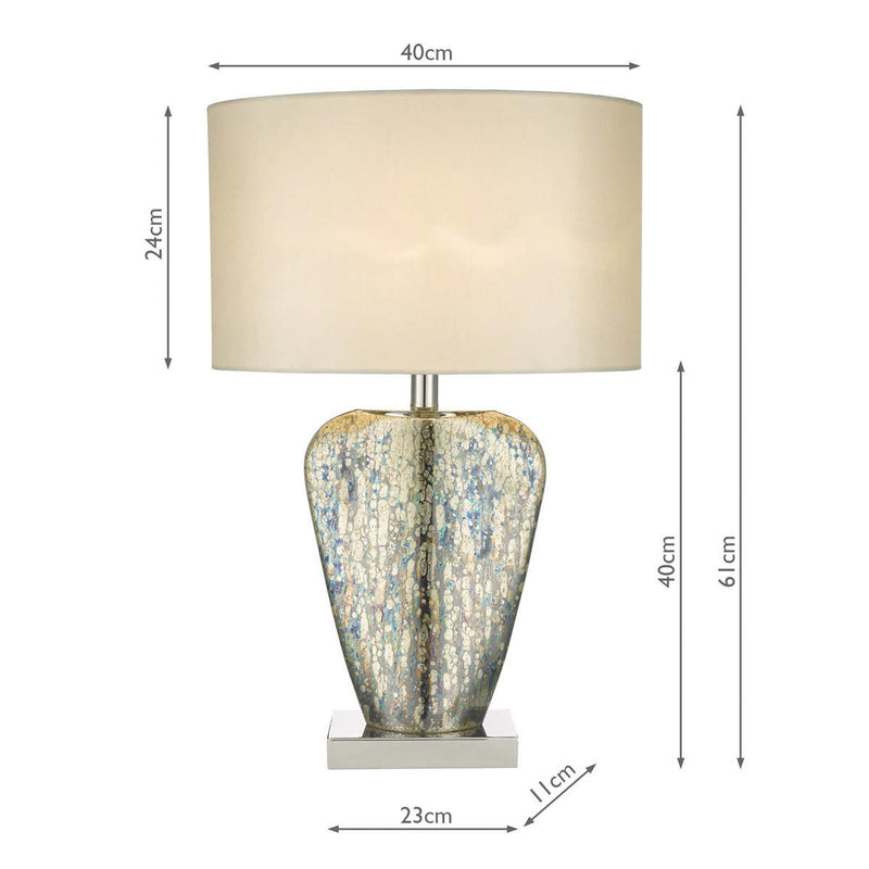 Syracuse mercury glass table lamp with cream shade (British brand)