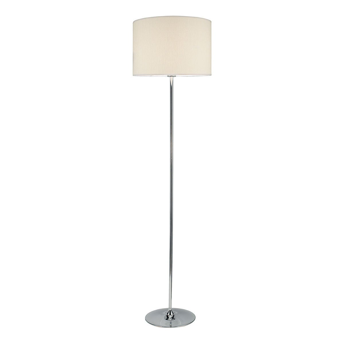 Polished chrome floor lamp with ivory shade - British product