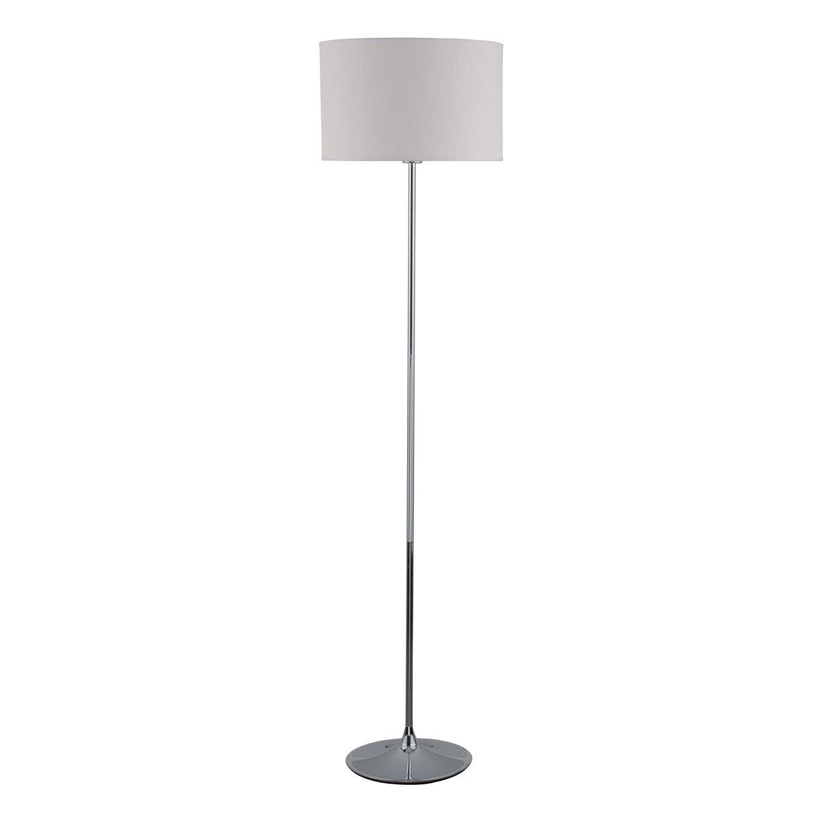 Polished chrome floor lamp with ivory shade - British product