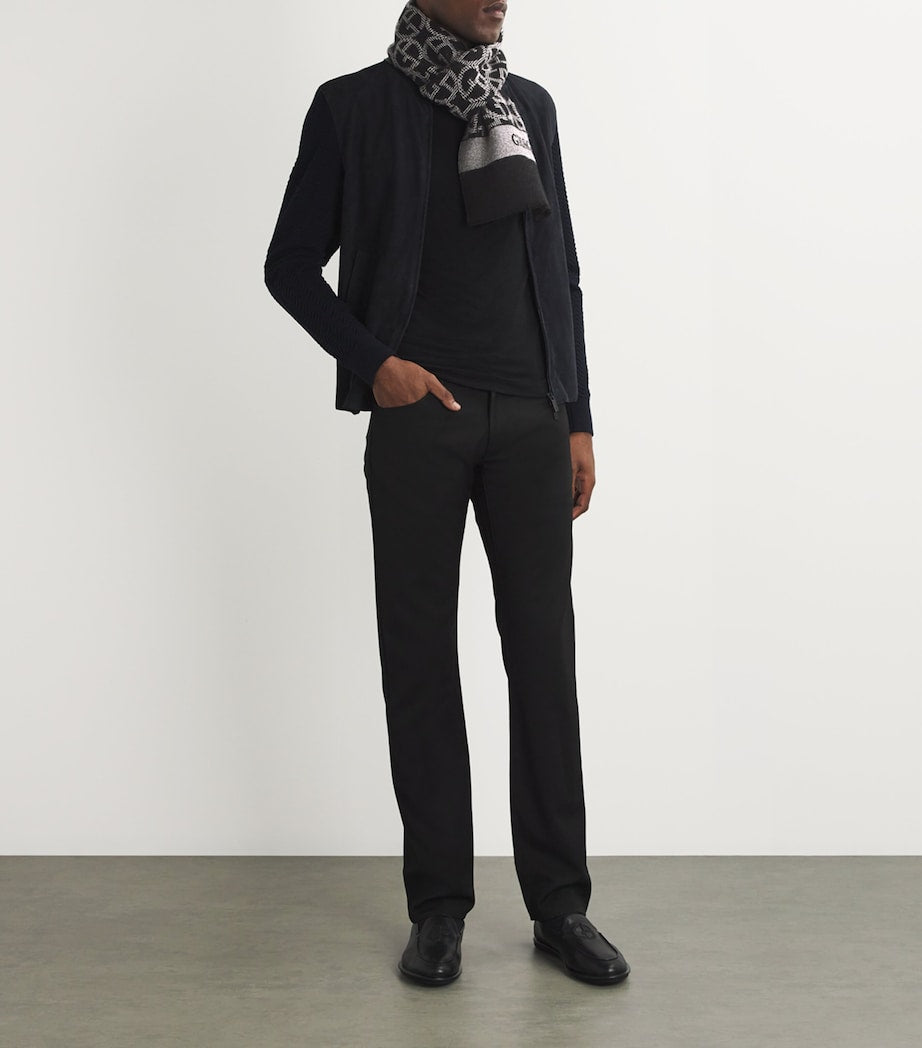 Giorgio Armani wool monogram jacquard scarf, UK version