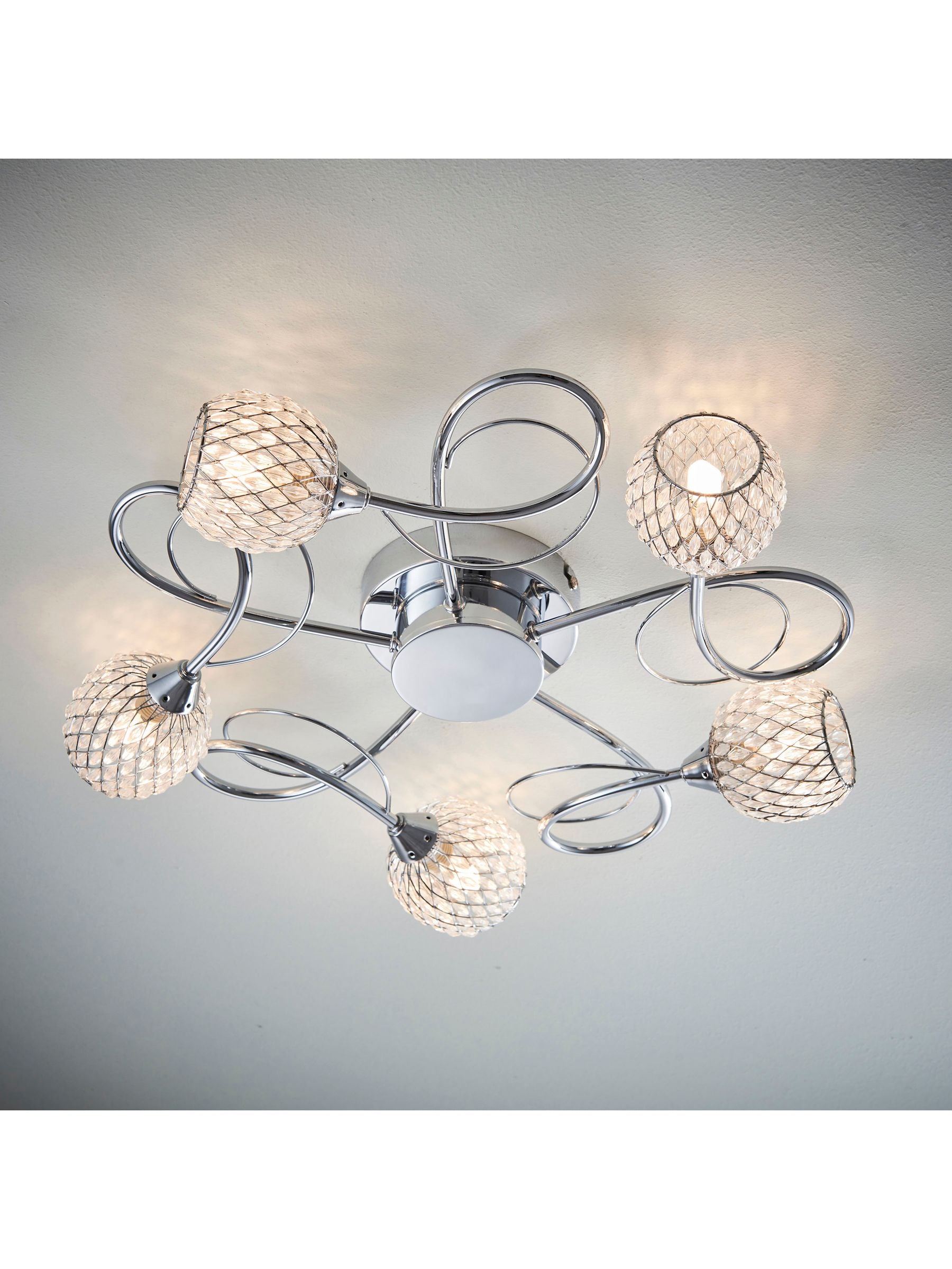 Gallery Home Chrome 5 Light Flush Edmonton Flush Ceiling Light