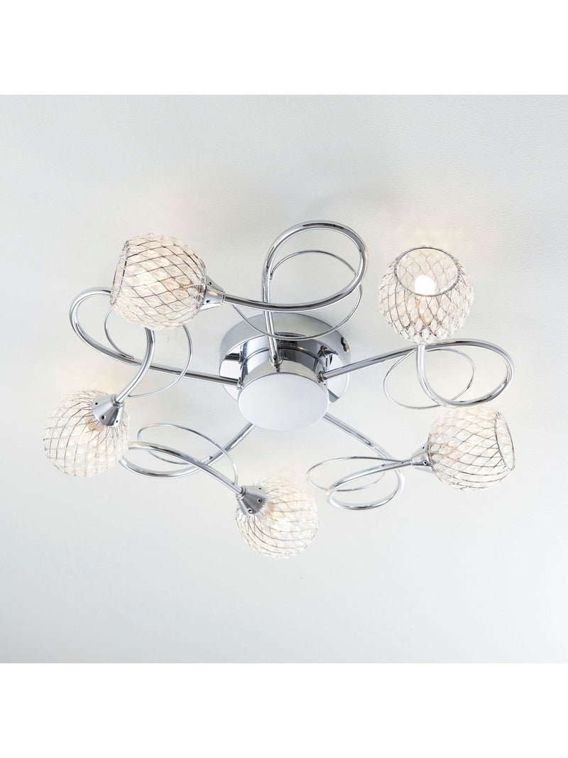 Gallery Home Chrome 5 Light Flush Edmonton Flush Ceiling Light