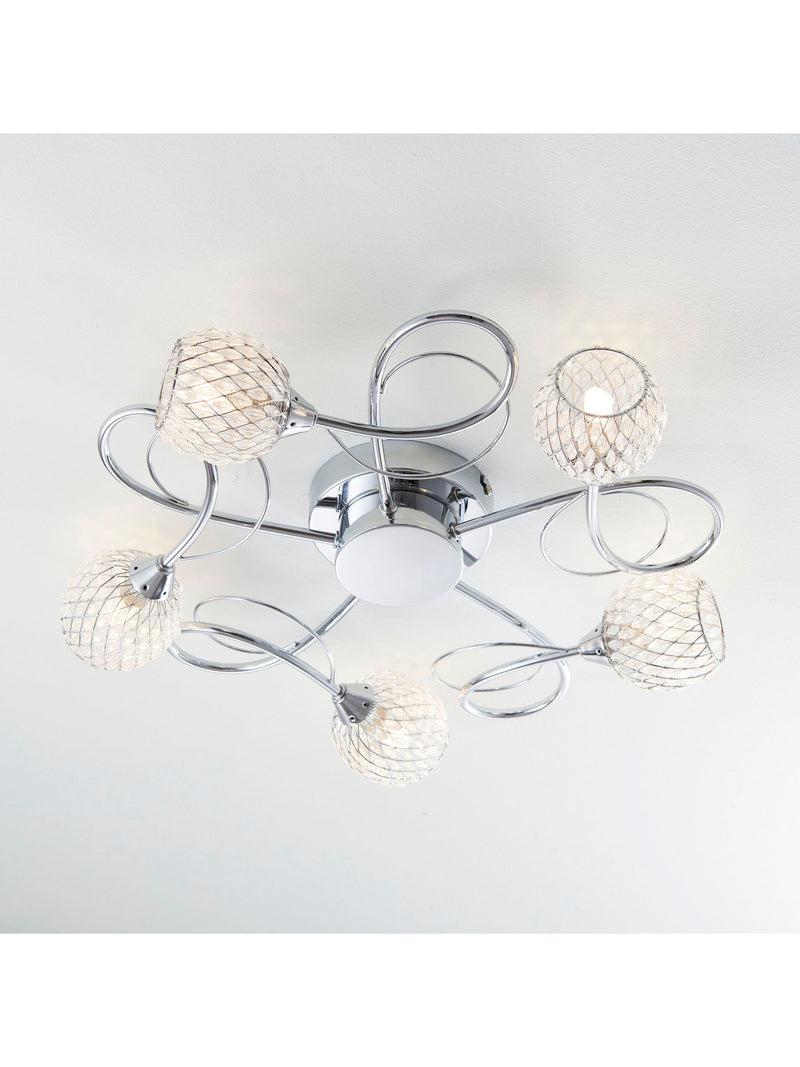 Gallery Home Chrome 5 Light Flush Edmonton Flush Ceiling Light