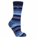 Heat Holders Ladies Thermal Socks with Grips 4-8 UK GOODS Superdrug Navy Stripe (Juniper)  