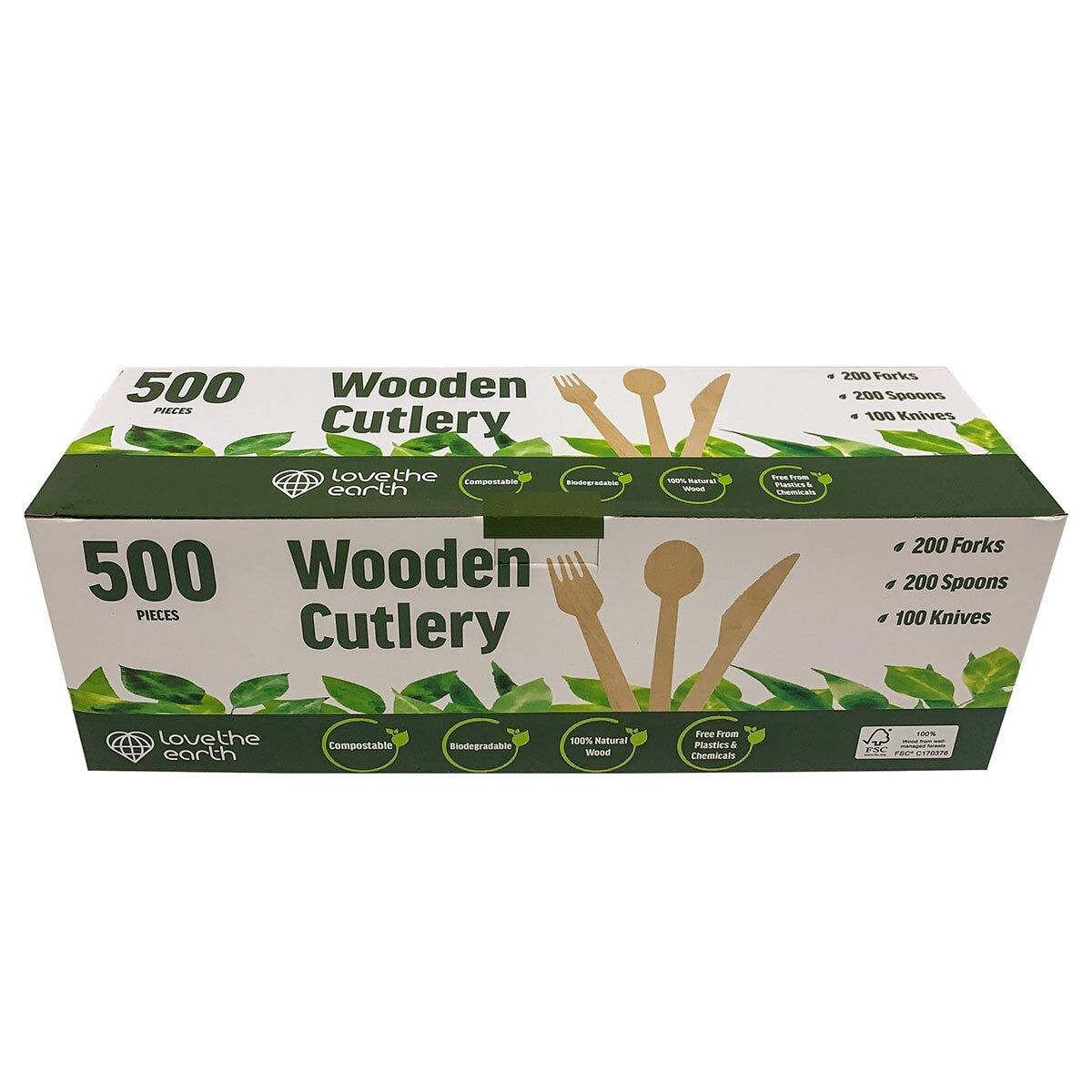 Love The Earth Wooden Cutlery Variety, 500 Pack GOODS Costco UK