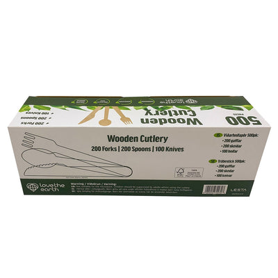 Love The Earth Holzbesteck-Sortiment 500er Pack Einwegbesteck