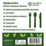 Love The Earth Wooden Cutlery Variety, 500 Pack GOODS Costco UK