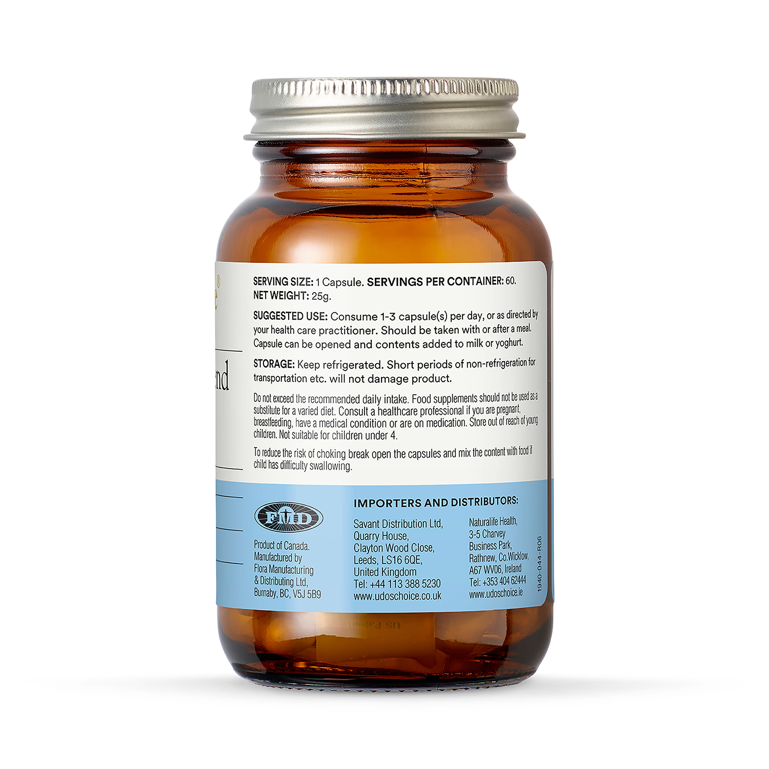 Udo's Choice children's probiotic blend 60 capsules (British brand)