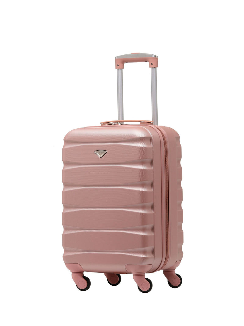 Flight Knight Rose Gold Flight Knight 55x35x25cm 4 Wheel ABS Hard Case Cabin Carry On Hand Black Luggage