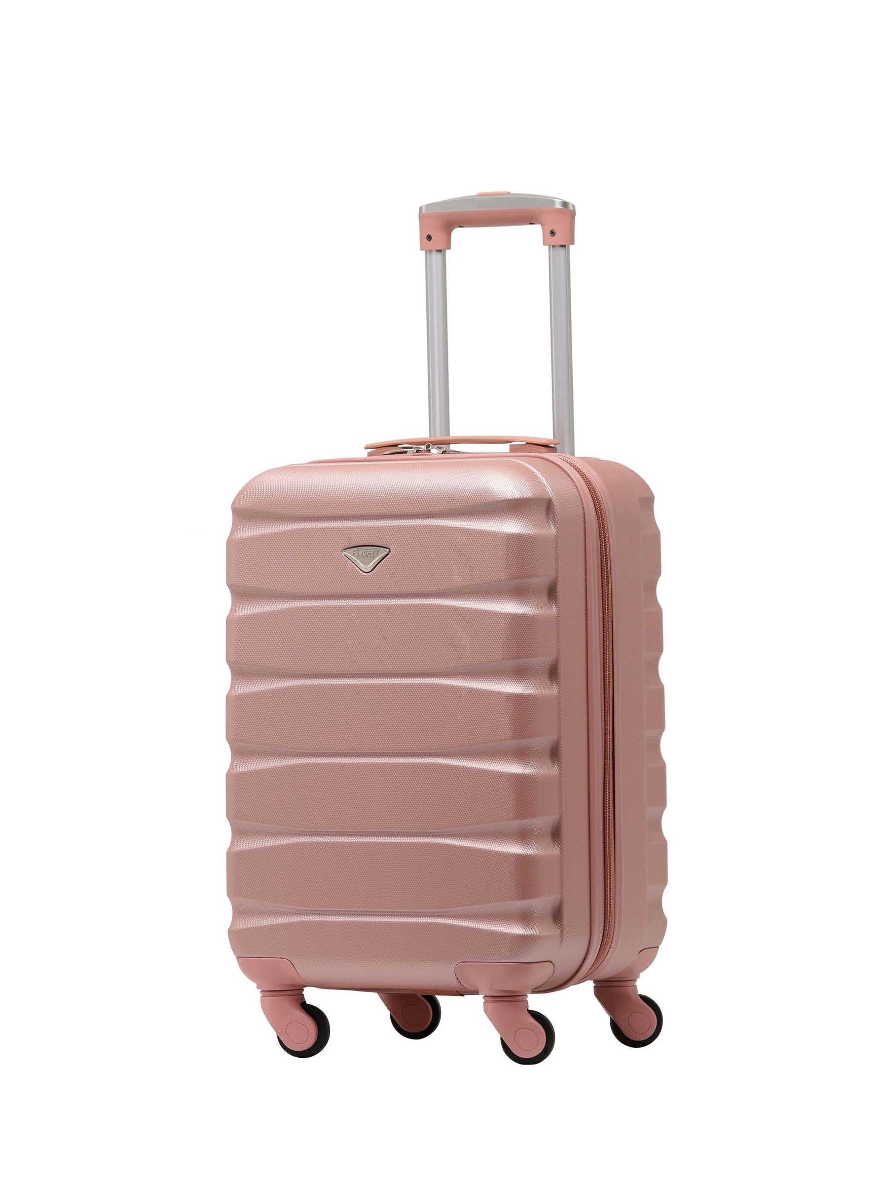 Flight Knight Rose Gold Flight Knight 55x35x25cm 4 Wheel ABS Hard Case Cabin Carry On Hand Black Luggage