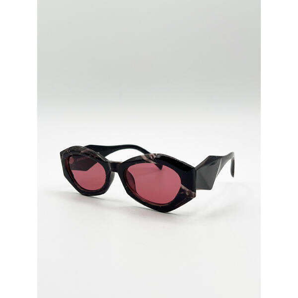 SVNX retro polygonal cat-eye sunglasses red, imported from the UK