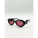 SVNX retro polygonal cat-eye sunglasses red, imported from the UK