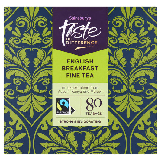 Sainsbury's English Breakfast Tea Bags Taste the Difference x80 All tea Sainsburys   