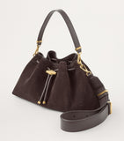 Jimmy Choo Medium Cinch Suede Shoulder Bag, imported from the UK