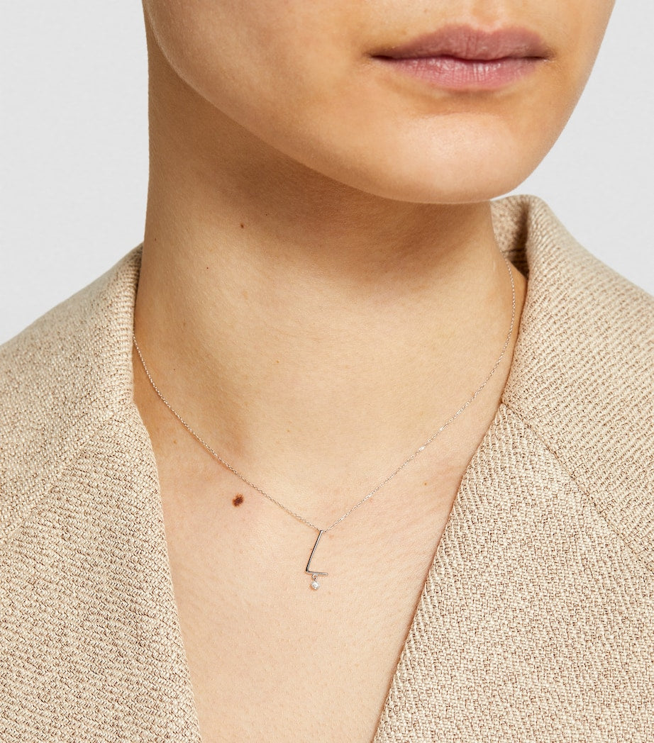 Persée alphabet necklace with floating diamond (British brand)
