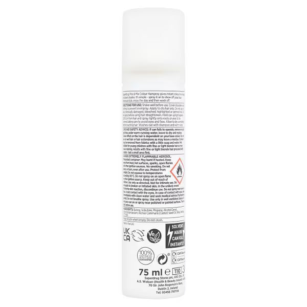 Superdrug Temporary Hair Colour Spray Black 75ml, imported from the UK