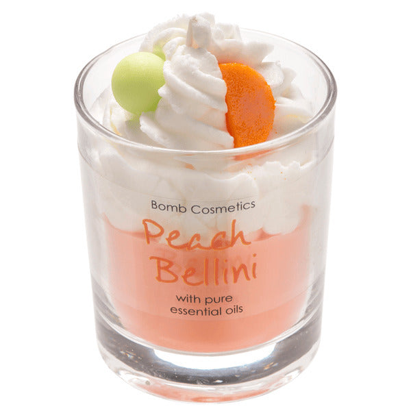 Bomb Cosmetics piped candle Peach Belini, UK version