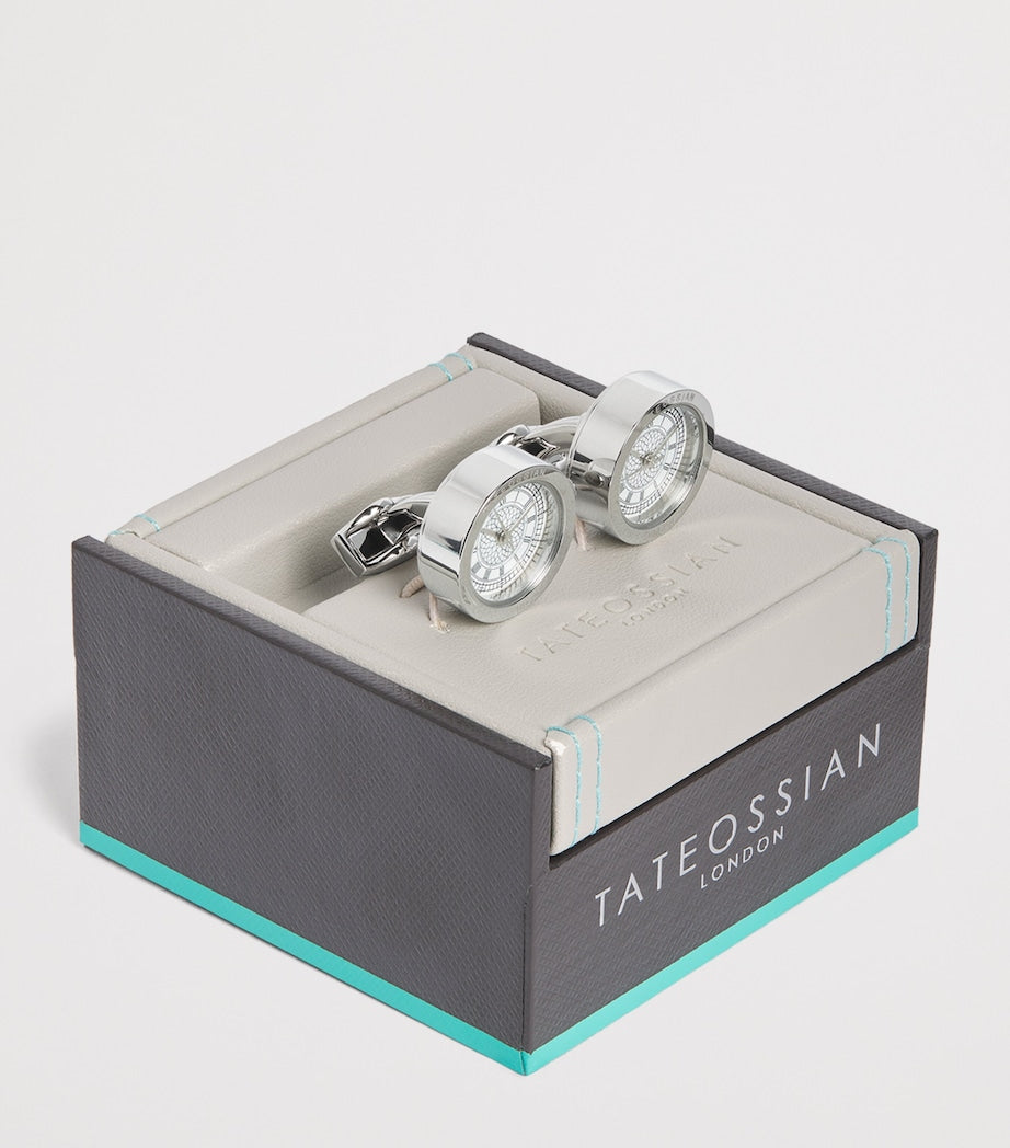 Tateossian Big Ben watch cufflinks with functioning watch, UK version