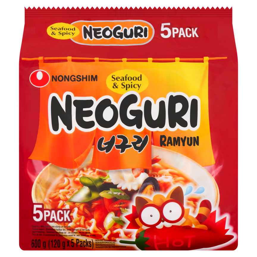 Nongshim Neoguri Ramyun Seafood & Spicy Instant Noodles 5 x 120g (600g) GOODS ASDA   