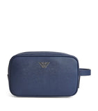 Emporio Armani regenerated Saffiano Eagle wash bag, UK version