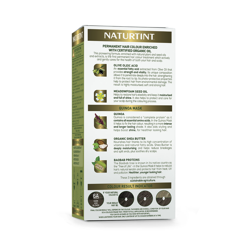 Naturtint permanent hair colour 6A Dark Ash Blonde, imported from the UK