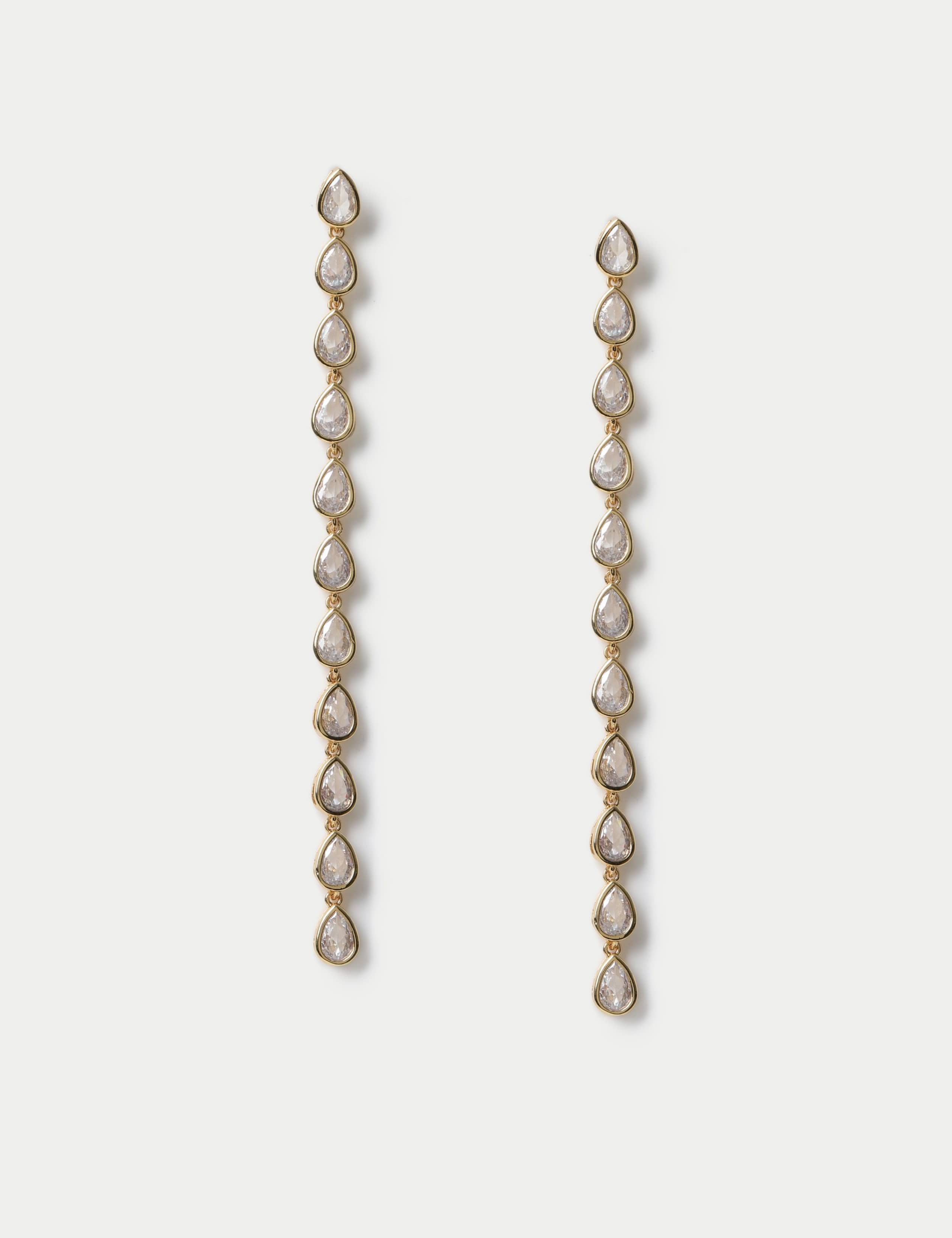 18k gold plated drop earrings with cubic zirconia, imported from the UK