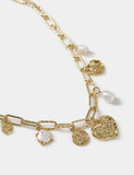 18k gold plated heart charm necklace with pearl (British brand)