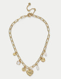 18k gold plated heart charm necklace with pearl (British brand)