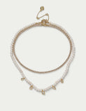 18k gold plated necklace, pearls and cubic zirconia, imported from the UK