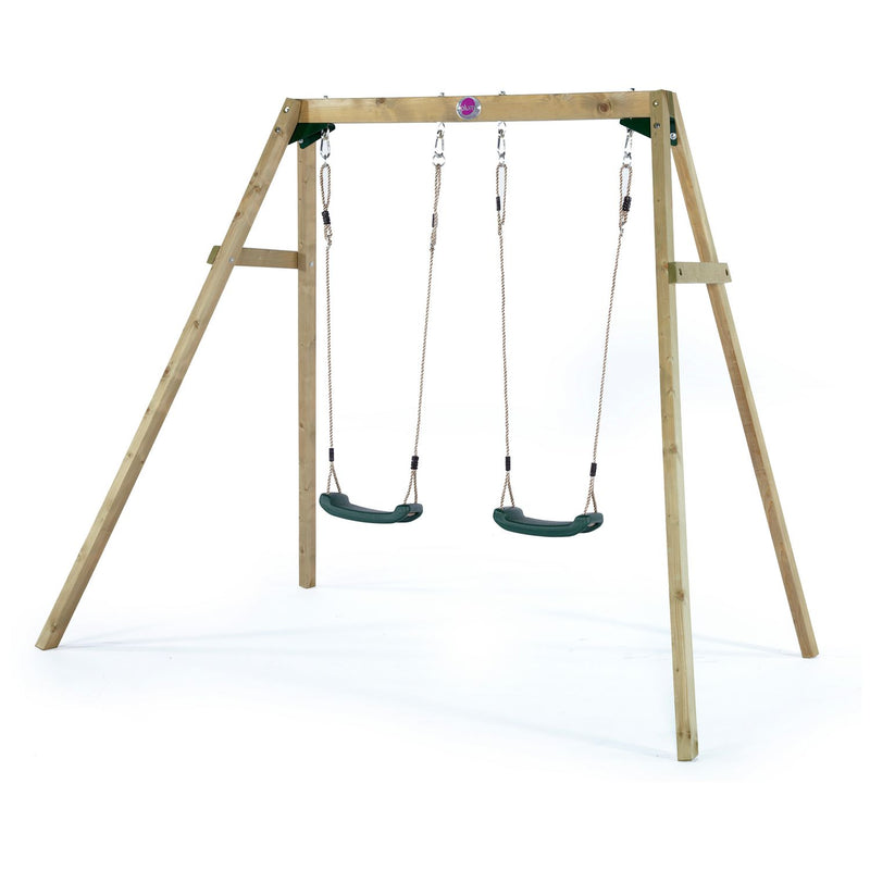 Plum wooden double swing set 222x162x224cm, imported from the UK