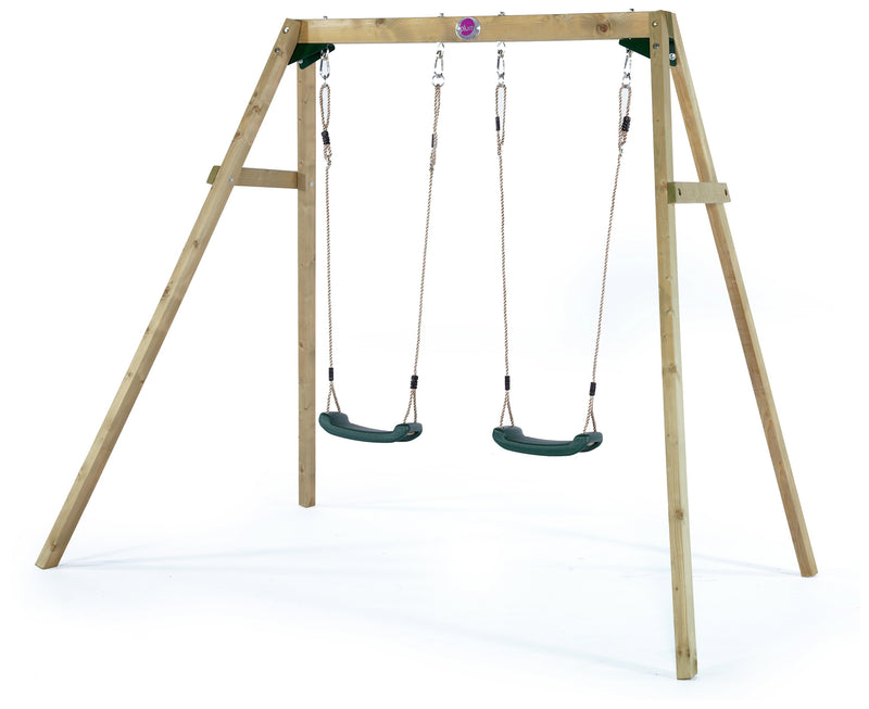 Plum wooden double swing set 222x162x224cm, imported from the UK