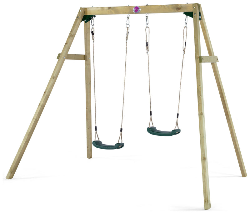Plum wooden double swing set 222x162x224cm, imported from the UK