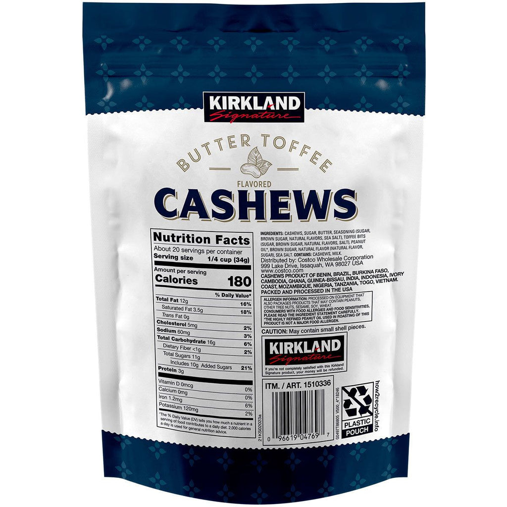 Kirkland Signature Butter Toffee Cashews, 680g